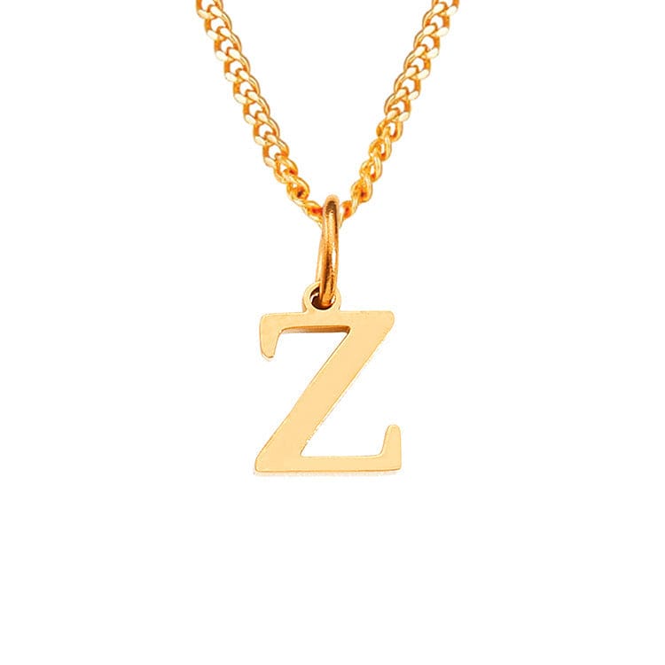 Halsketting goudkleurig met letter Z hangertje front view