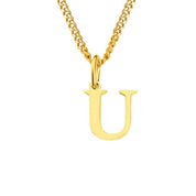 Halsketting goudkleurige ketting met letter 'U' hangertje vooraanzicht