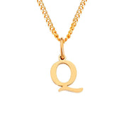 Halsketting goudkleurig met letter Q hangertje front view