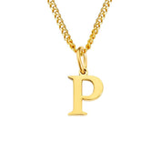 Halsketting goudkleurige ketting met letter P hangertje front view