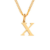 Halsketting goudkleurig met letter X hangertje front view