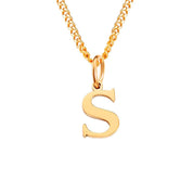 Halsketting goudkleurig met letter S hangertje front view