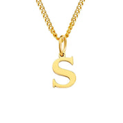 Halsketting goudkleurig met letter S hangertje front view