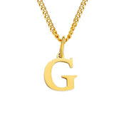 Halsketting goudkleurig met letter G hangertje front view