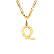 Halsketting goudkleurige ketting met letter Q hangertje front view