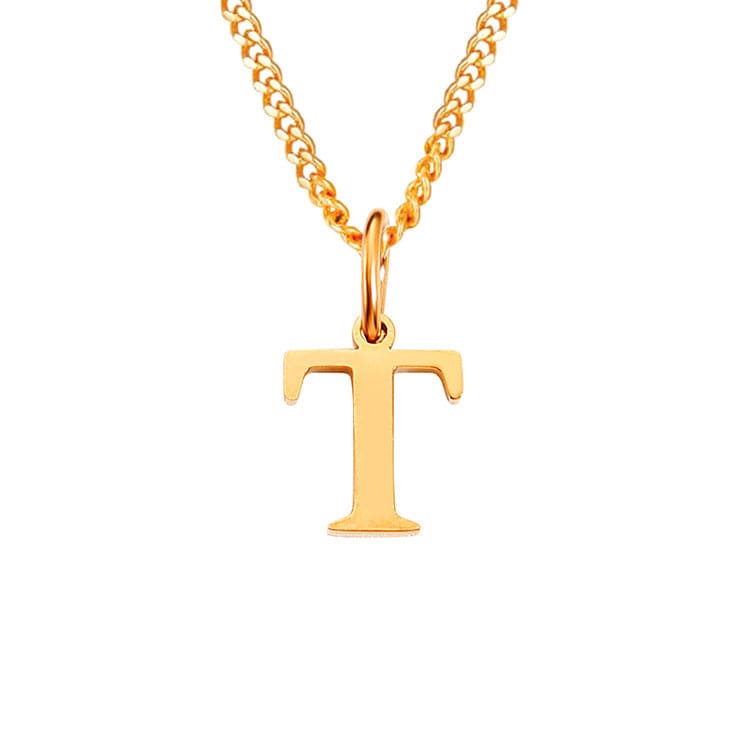 Halsketting goudkleurig T-hanger ketting detail