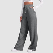 Damesbroek zwart heather fleece met zakken front view