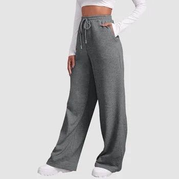 Damesbroek zwart heather fleece met zakken front view