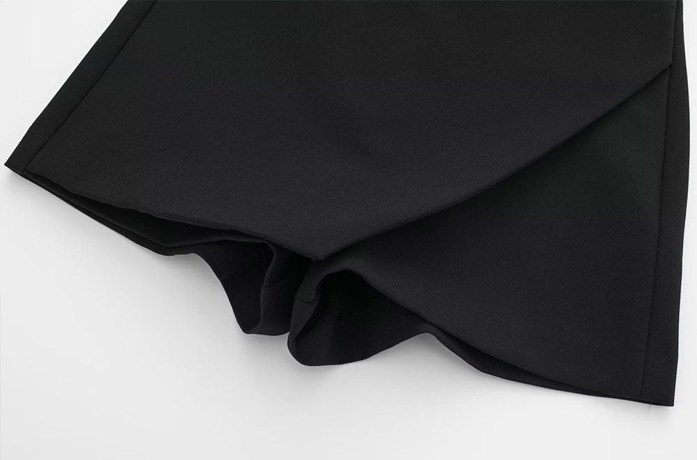 Black shorts hem detail close-up