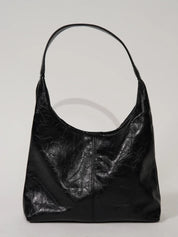 Black leather shoulder bag front view