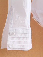 Katoenen blouse witte mouw met knopen detail