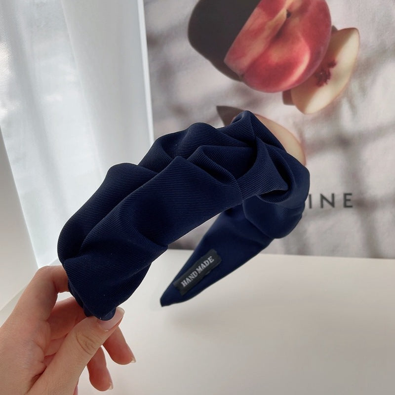 Haarband blauw met strikdetail handgemaakt voorzijde