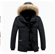 Cotton padded jacket with medium and long woolen collar