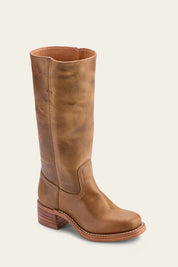 Tan leather boot side view