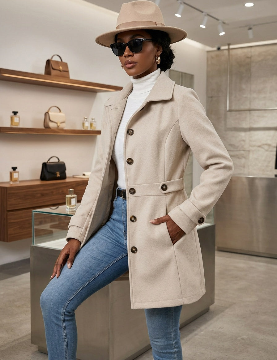 Create a new fashion ecommerce image based on the original image and follow these rules strictly. Keep the original pose type: if the model is shown from the back, keep a back view; if from the front, keep a front view; if the model is sitting, keep the model sitting; and if the original image is a close-up, maintain a close-up framing. You may vary the pose slightly to make it feel natural, but do not change the overall pose category. Fill the frame as much as possible with the model so there is minimal em