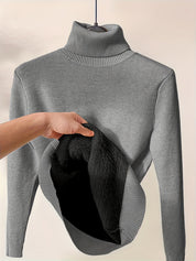 Gebreide trui grijs turtle neck detail shot