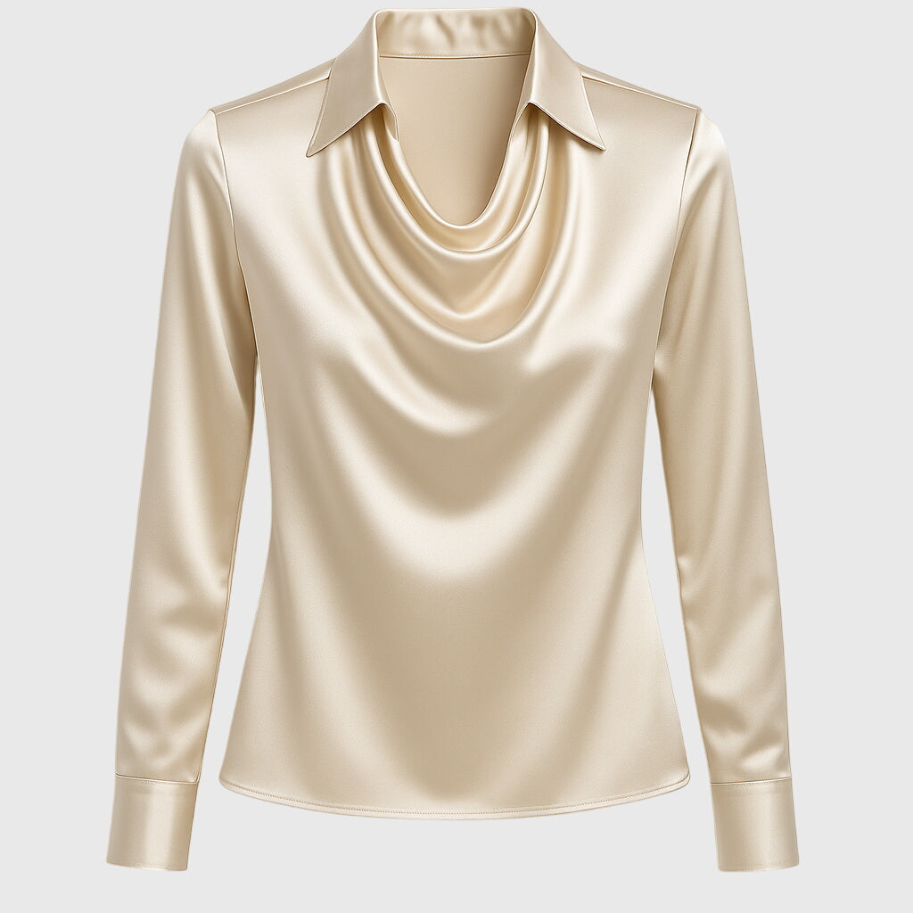 Silk blouse beige plain front view