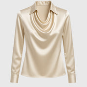 Silk blouse beige plain front view