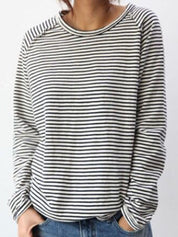 Black and white striped long-sleeve shirt close-up front view