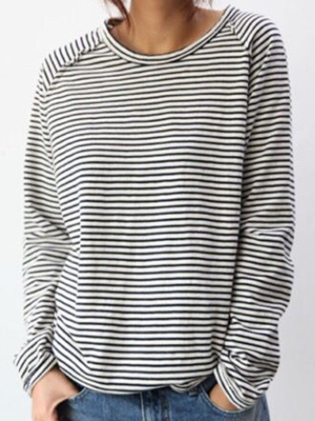 Black and white striped long-sleeve shirt close-up front view