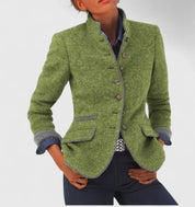 Multi-button Color Matching Women's Woolen Jacket