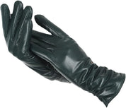 Black leather gloves front view