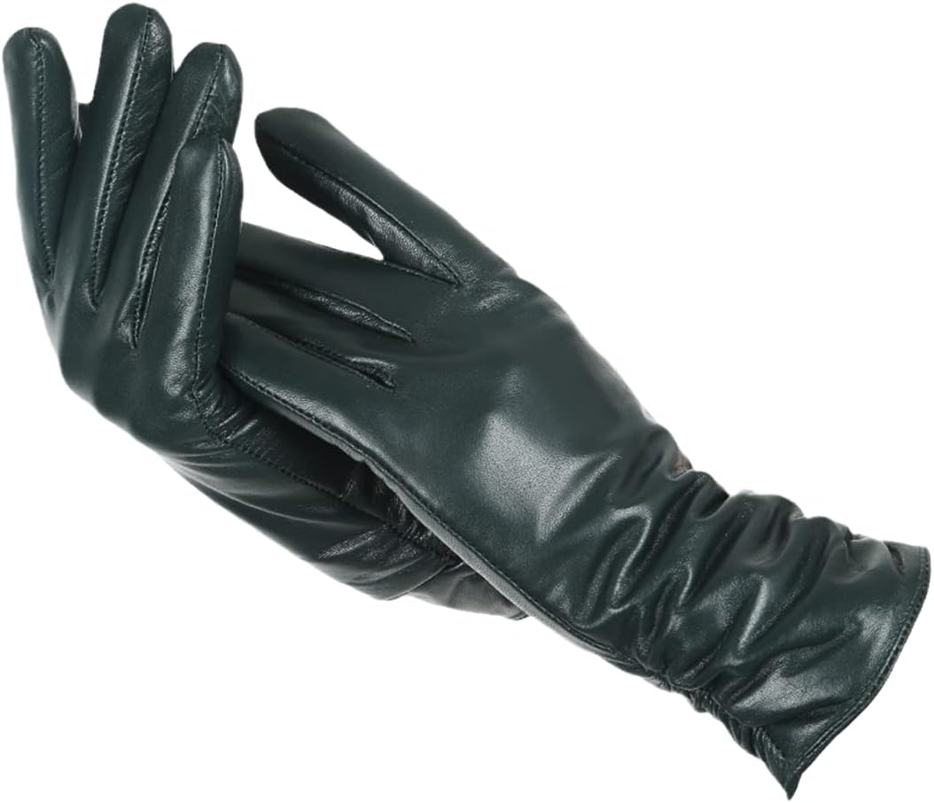 Black leather gloves front view