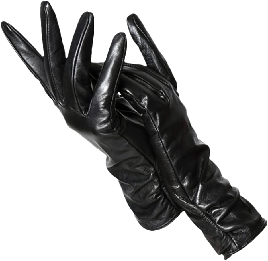 Black leather gloves side view