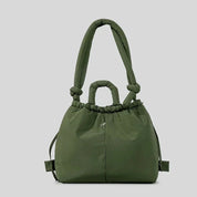 Luxe gewatteerde tas groen met strikdetails en schouderriem