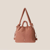 Luxe gewatteerde tas roze met strikdetail front view