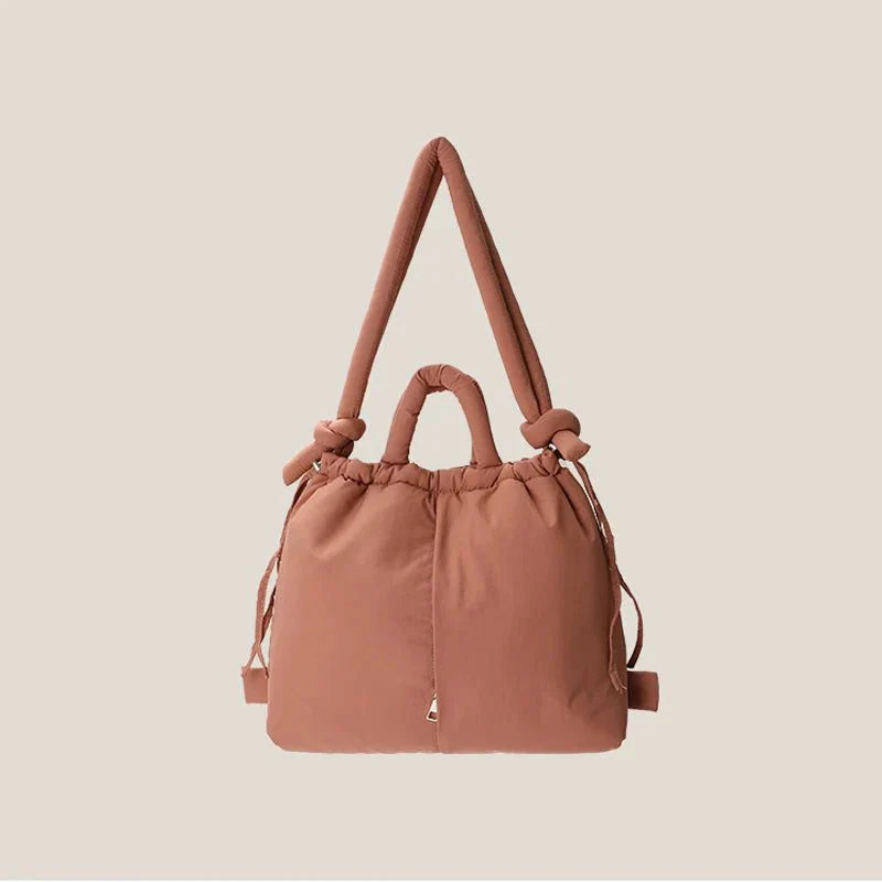 Luxe gewatteerde tas roze met strikdetail front view
