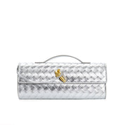 Luxe schoudertas zilveren quilted leder detail shot