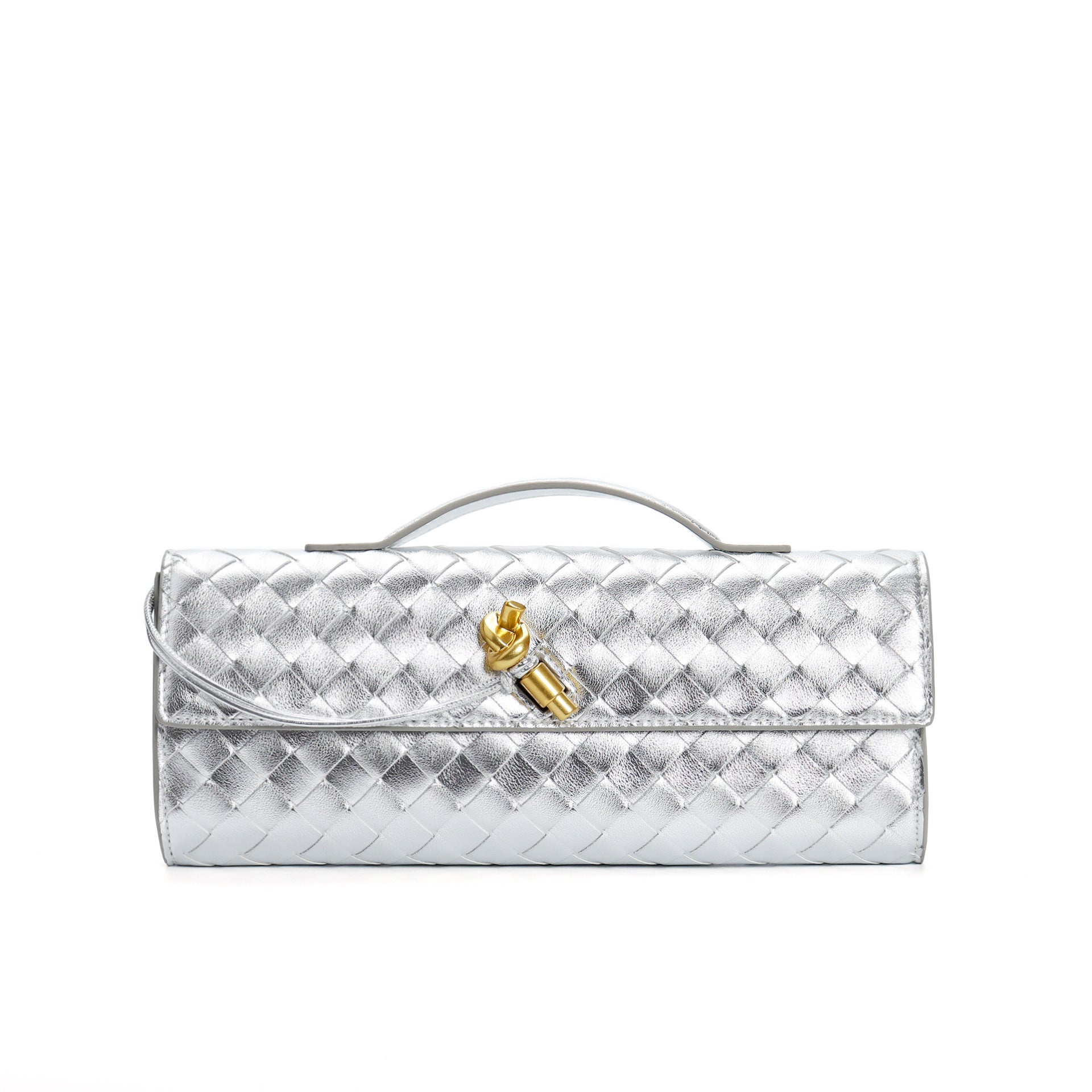 Luxe schoudertas zilveren quilted leder detail shot