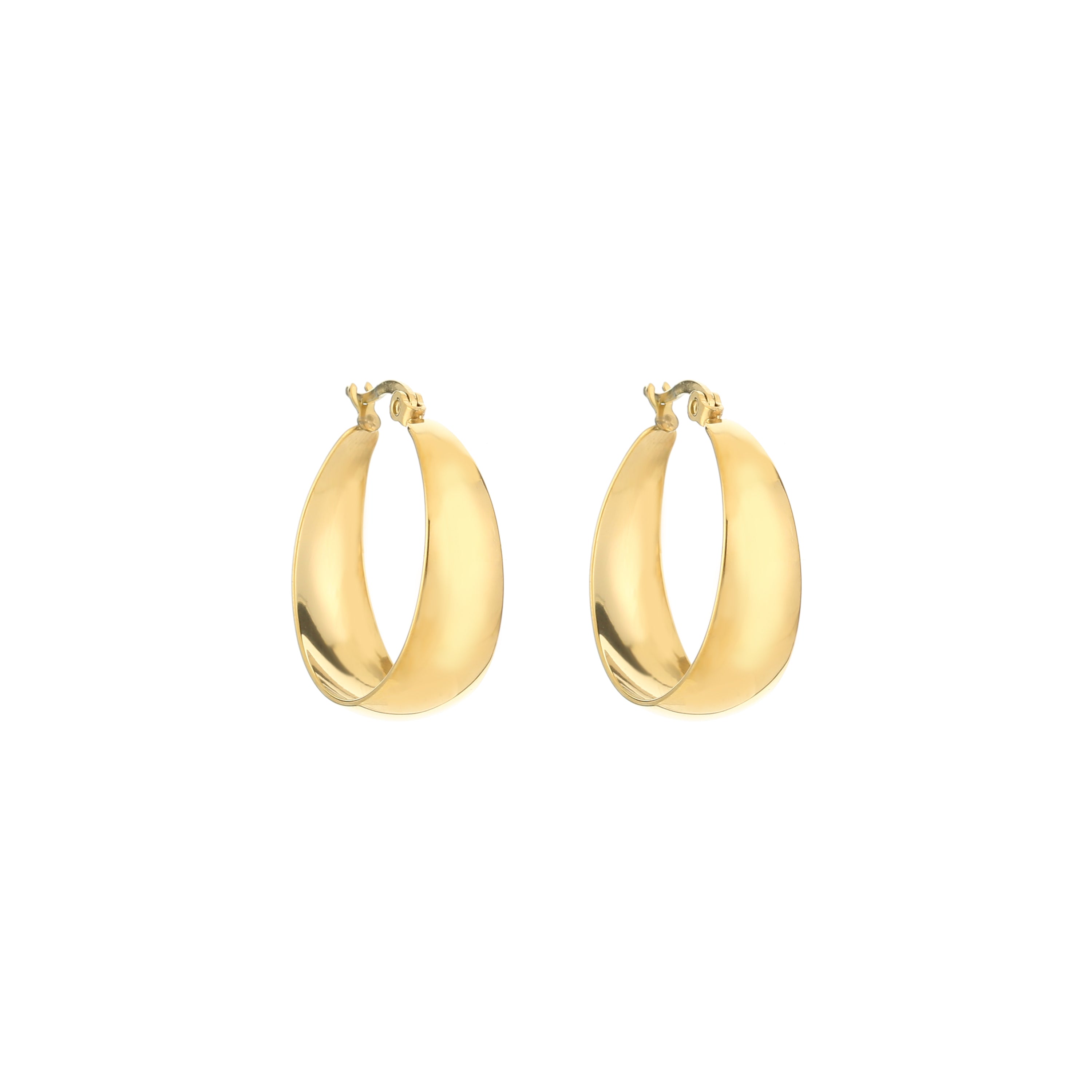 Gold hoop earrings front view