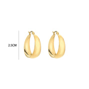 Gold hoop earrings front view with size indicator