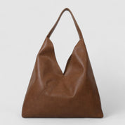 Tan vegan leather shoulder bag front view