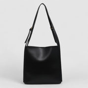 Black leather shoulder bag front view