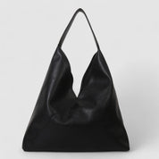 Black vegan leather shoulder bag front view