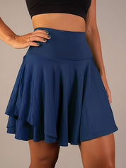 Tennisrokje met geïntegreerde short blauw voorzijde