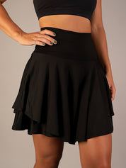 Tennisrokje met geïntegreerde short zwart front view