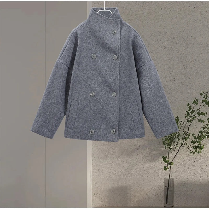 Wolblend Jas / Opstaande Kraag / Vrouwen / Winter
