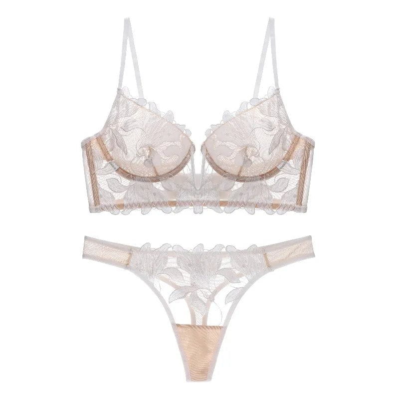 Lingerie set wit met kant en bloemdetail achterzijde