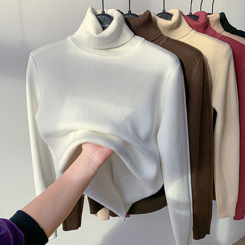 Dames trui met hoge hals witte fleece voorbeeld